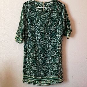 Grifflin Paris Green Modern Print Shift Dress Size S